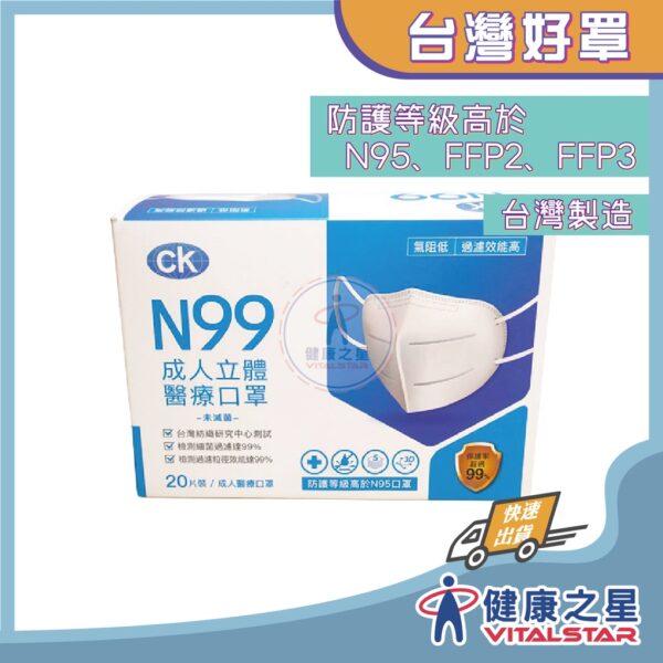 ~健康之星~澄康N99成人立體醫療口罩 1片/包